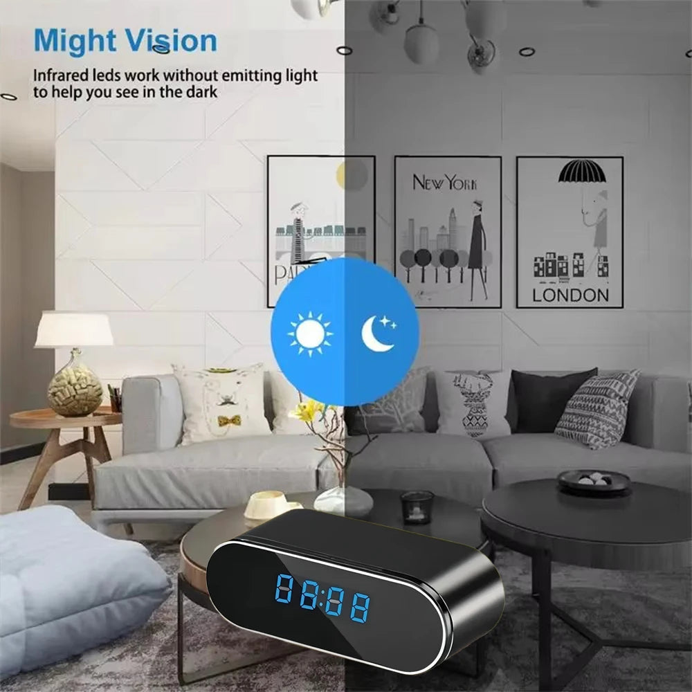Mini Clock WiFi Camera with Infrared Night Vision Home Wireless Camera